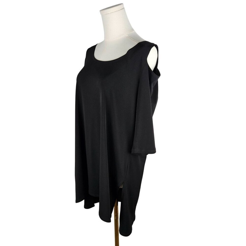 Clara Sunwoo Tunic Top Medium Cold Shoulder Black Office Party